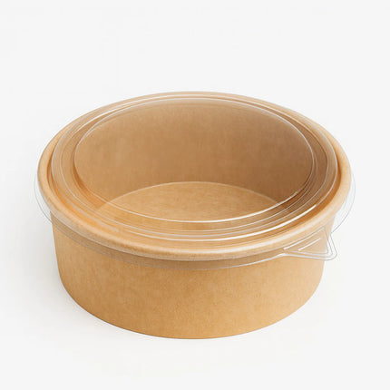 1100ml Kraft Food Bowls and PET Clear Lids