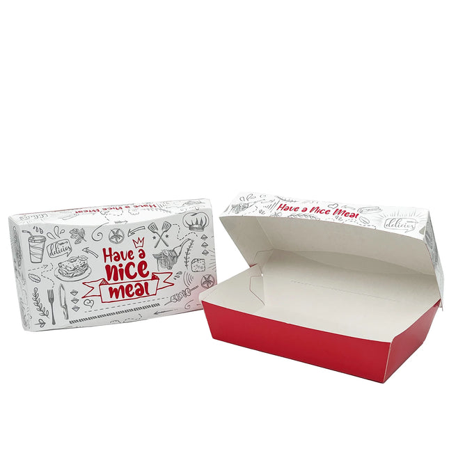 Large Printed Cardboard Takeaway Food Box - 200 pieces