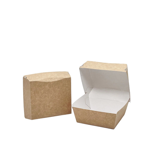Large Takeaway Kraft White Cardboard Burger Box - 200 Pieces