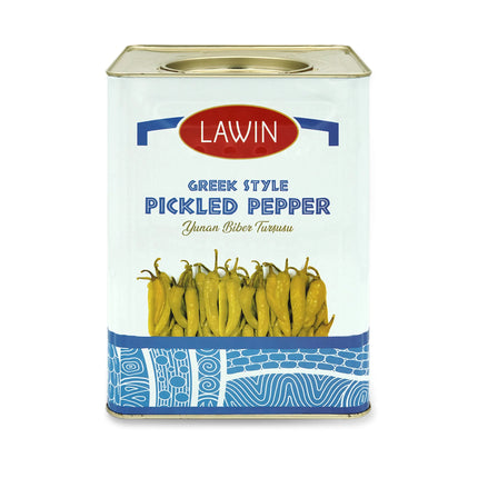 Lawin Greek Style Golden Pickled Peppers - 12 kg Tin