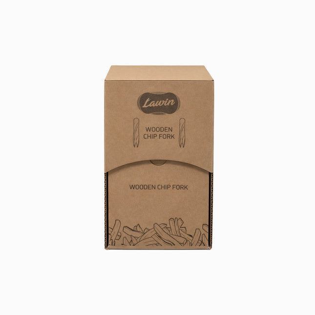 Takeaway Wooden Chip Forks with Dispenser Box