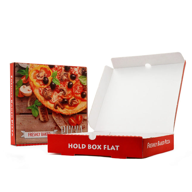 White Cardboard Pizza Box - Full Colour 7" - 18"