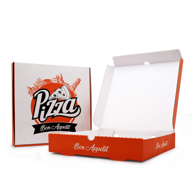 White Cardboard Pizza Box with Design 7" - 24"